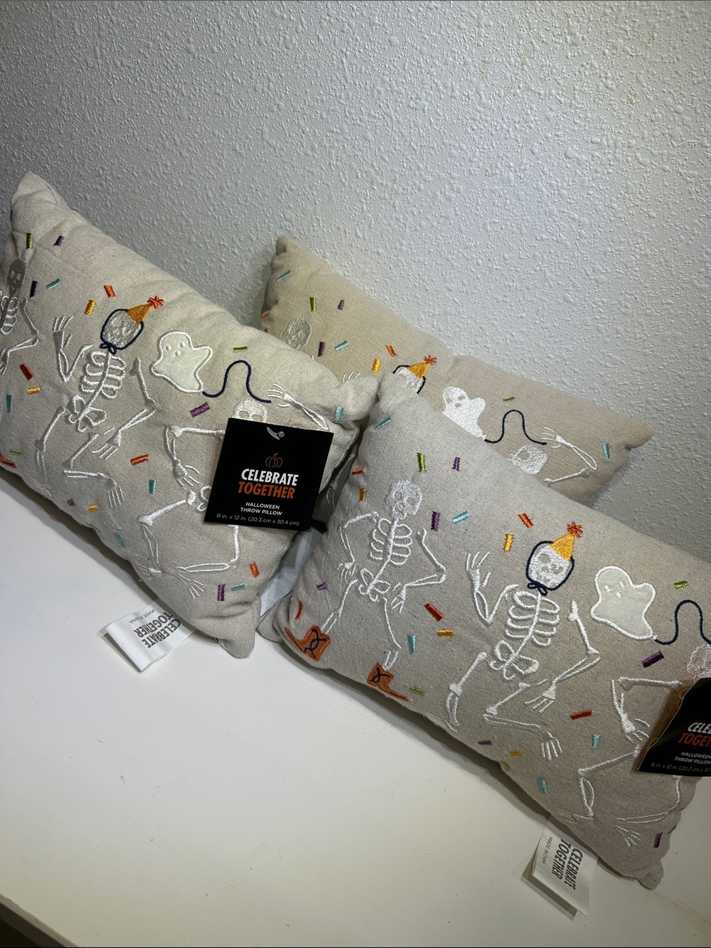 NWT Dancing Skeleton Decorative Throw Pillow by Celebrate Together